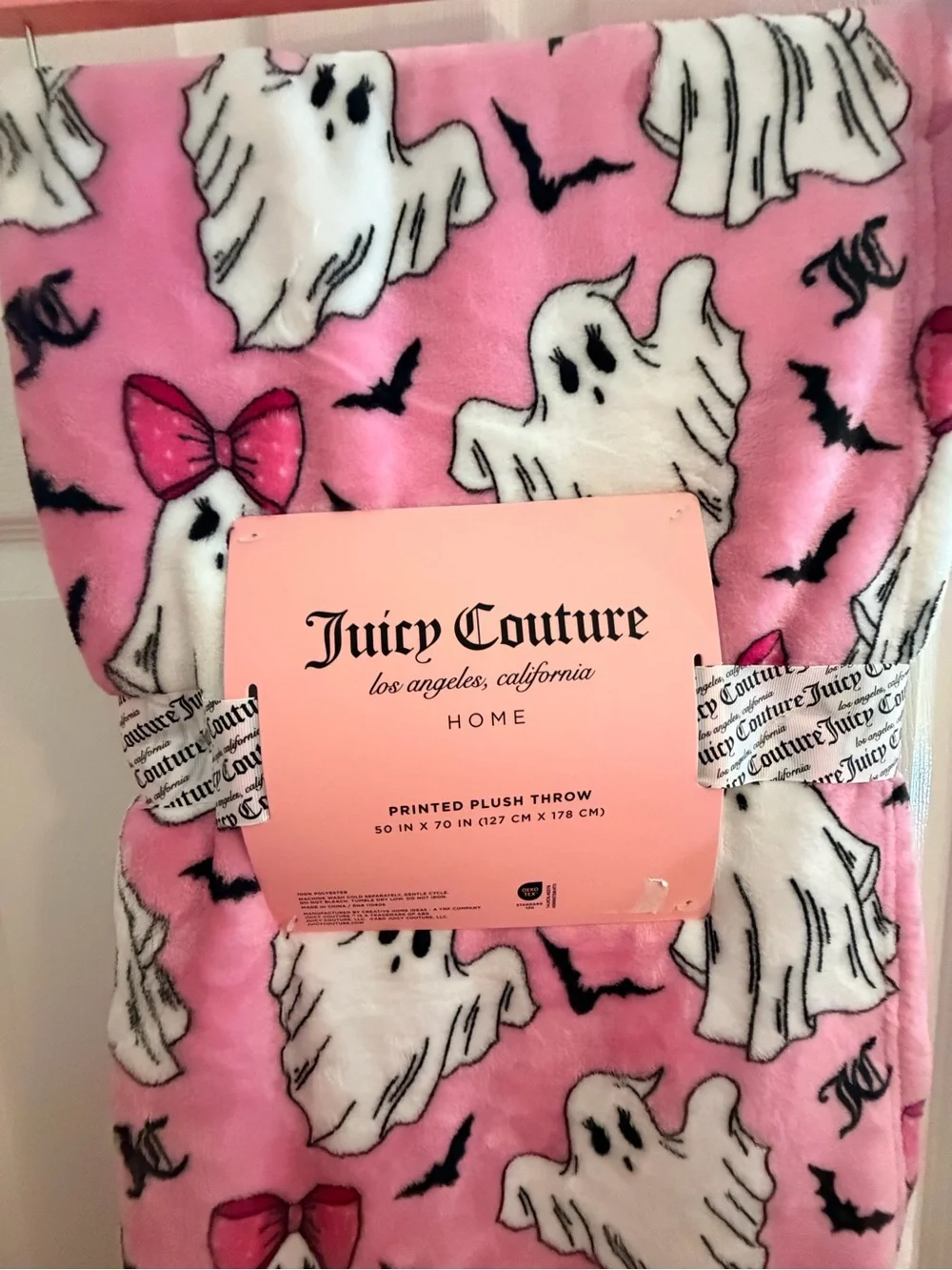 Juicy Couture Pink Ghost Print Kids Pajama Blanket